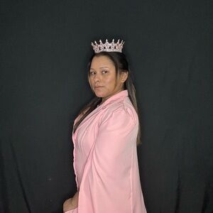 Elegant Pink Cape with Silver Crown
